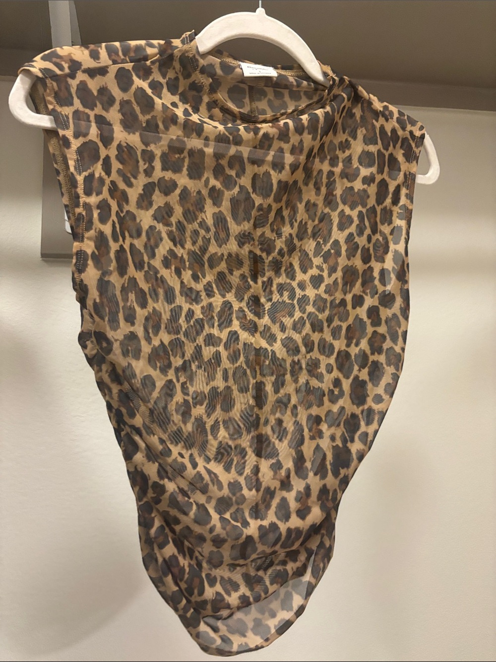 Abercrombie & Fitch Leopard Print Sleeveless Mesh Top - Brown/Black